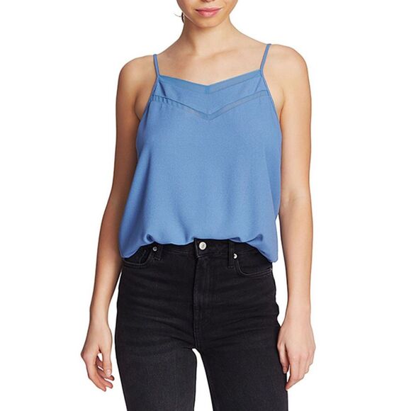 1 STATE Chiffon Trim Camisole Black NWT Sz Small - Picture 2 of 6